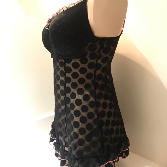 Primark - No Secret - Black / Pink Polka Dot Lingerie - Picture 4 of 10